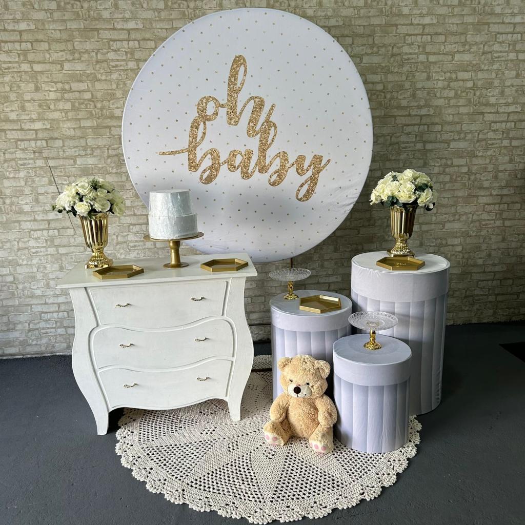Alugue Tema Para Festa Decoração Chá Revelação Oh Baby Tecido ( Modelo 2 ) - Tallentos Decorações 