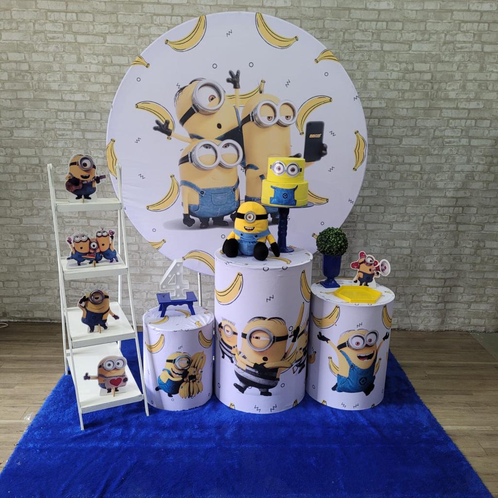 Alugue Tema Para Festa Decoração Minions Tecido ( Modelo 2 ) - Tallentos Decorações 