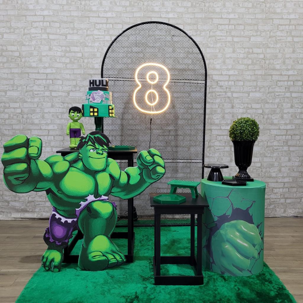 Alugue Tema Para Festa Decoração Hulk Tecido ( Modelo 1 ) - Tallentos Decorações 