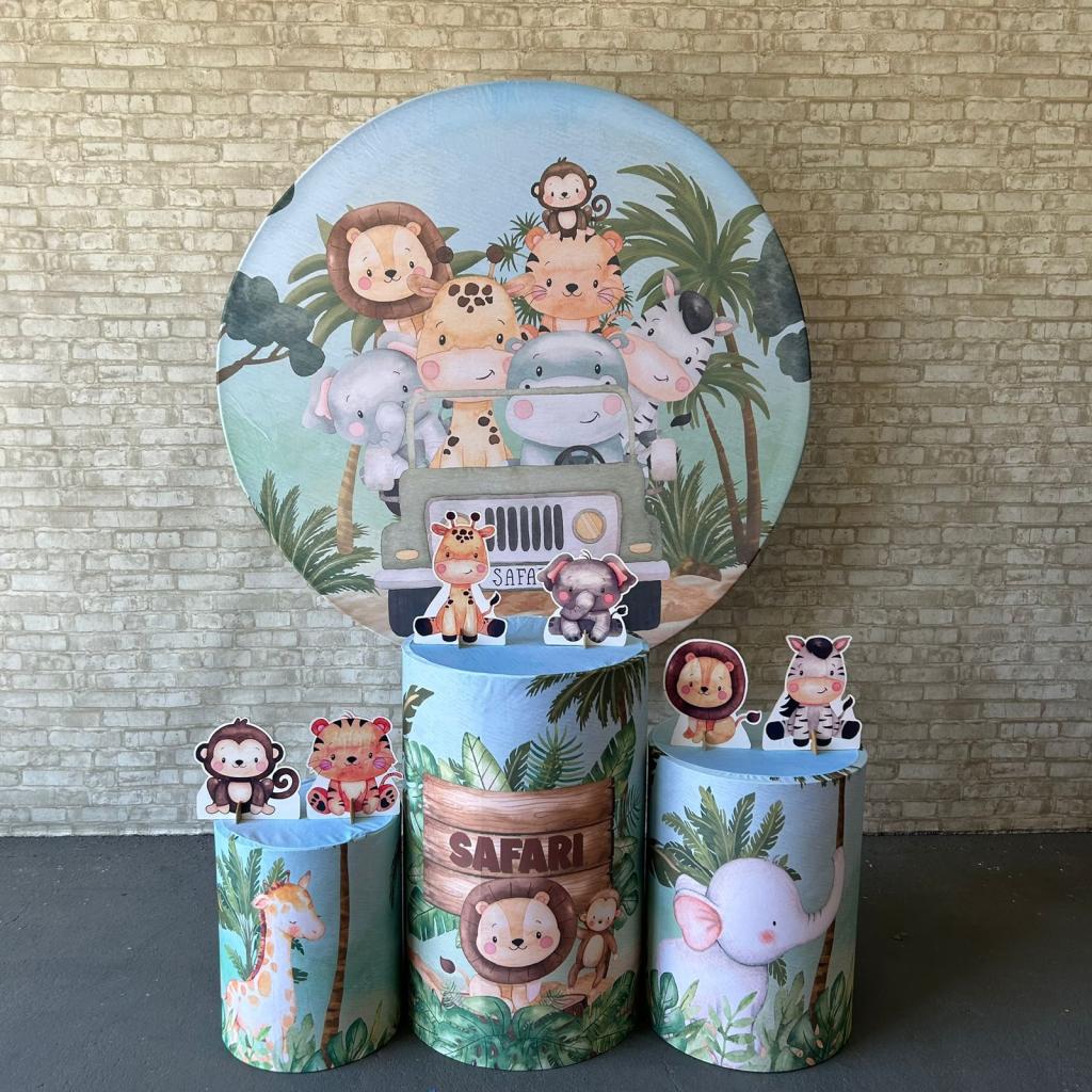 Alugue Tema Para Festa Decoração Safari Tecido ( Modelo 4 ) - Tallentos Decorações 