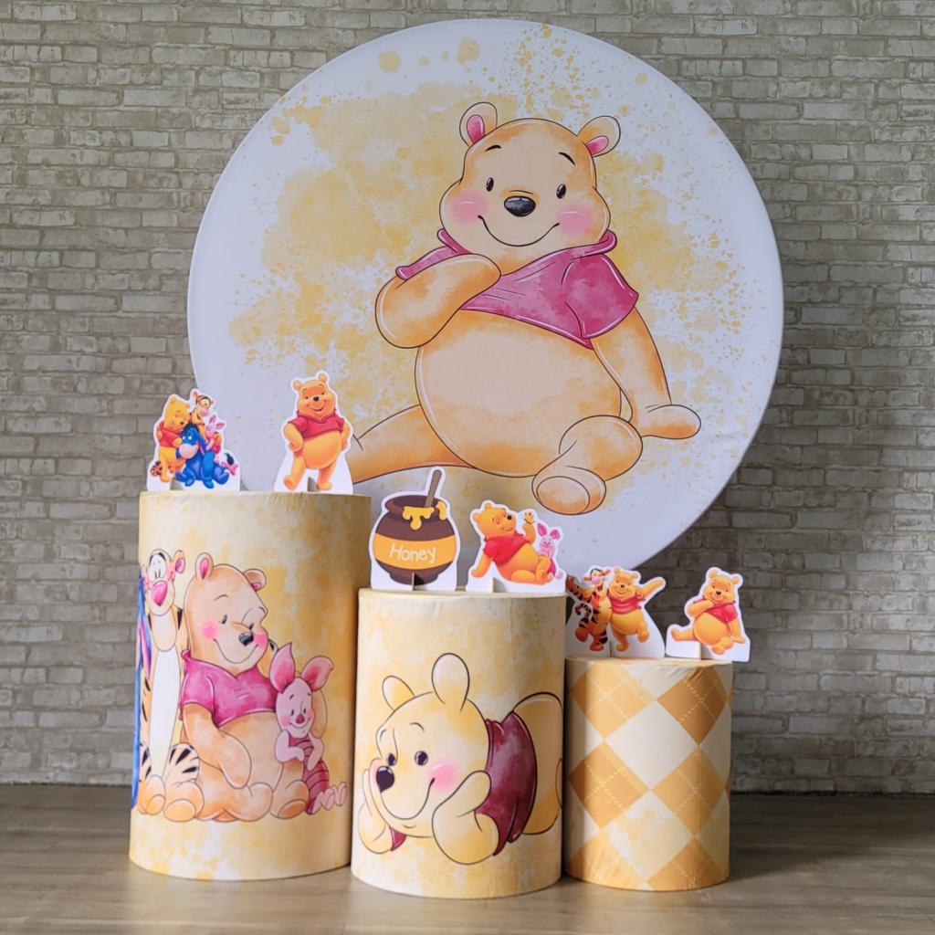 Alugue Tema Para Festa Decoração Ursinho Pooh Tecido ( Modelo 1 ) - Tallentos Decorações 