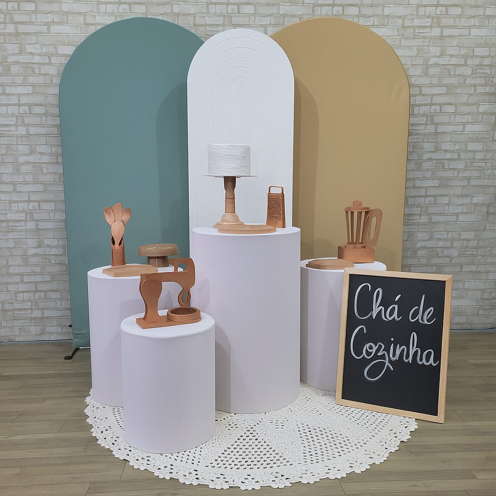 Alugue Tema Para Festa Decoração Chá de Cozinha Tecido ( Modelo 4 ) - Tallentos Decorações 
