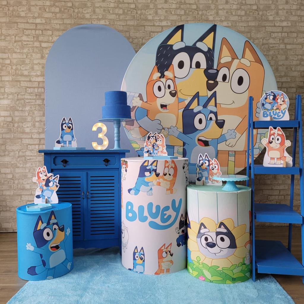 Alugue Tema Para Festa Decoração Bluey Tecido ( Modelo 3 ) - Tallentos Decorações 