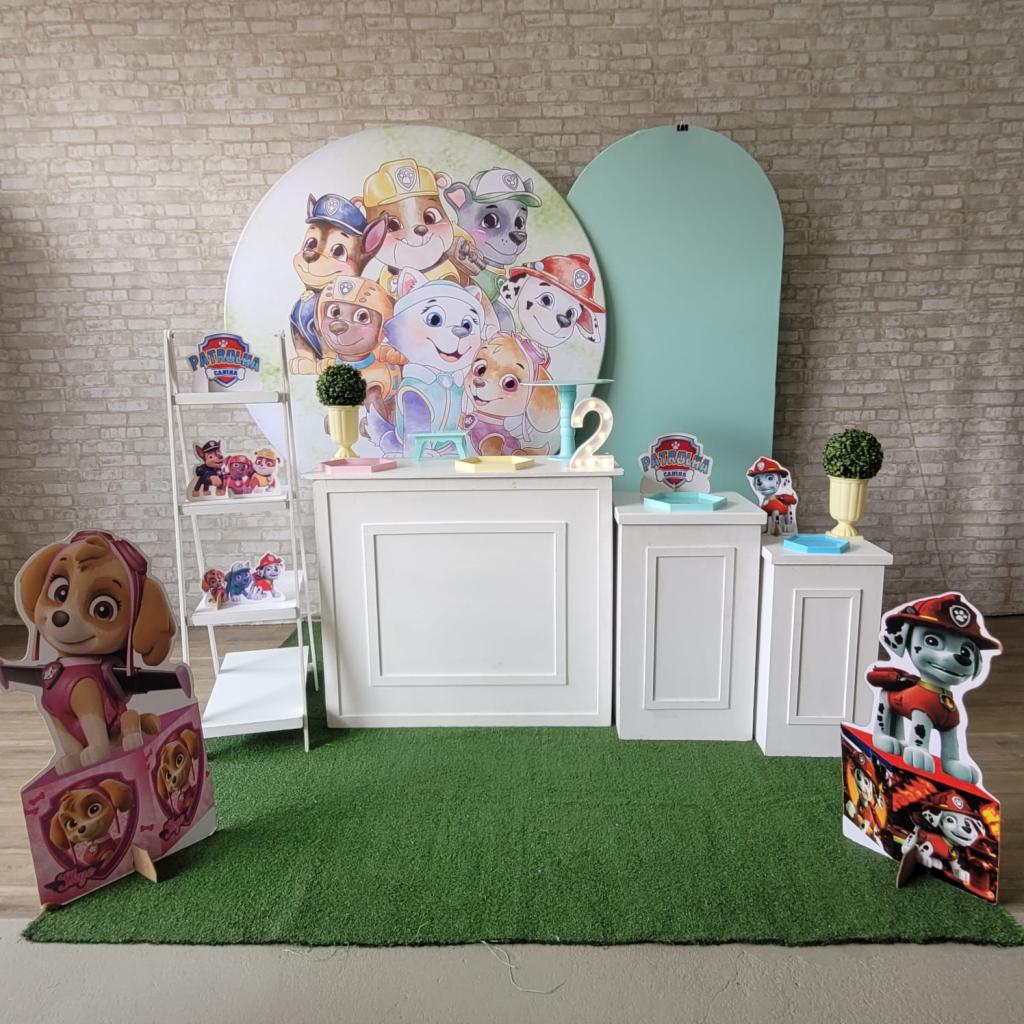 Alugue Tema Para Festa Decoração Patrulha Canina Candy Color Tecido ( Modelo 3 ) - Tallentos Decorações 