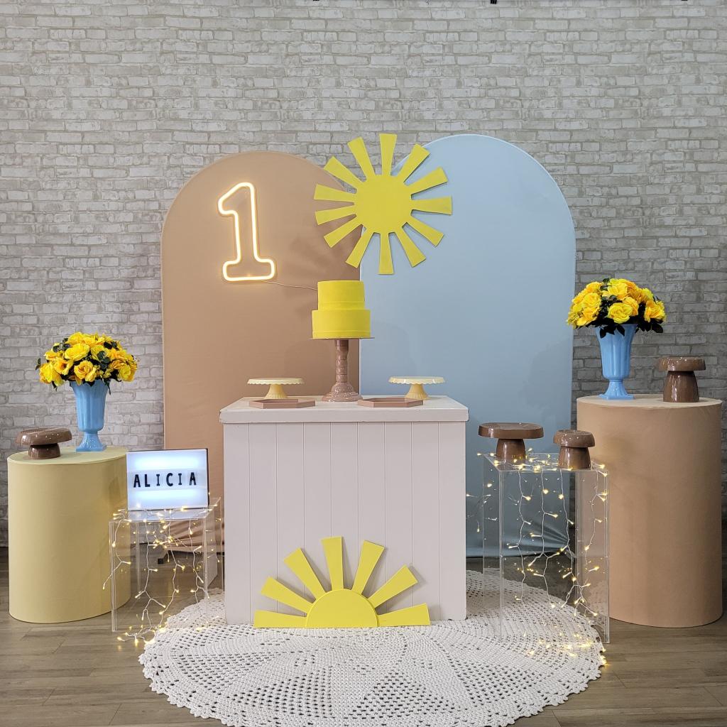 Alugue Tema Para Festa Decoração Minha Primeira Volta Ao Sol Tecido ( Modelo 3 ) - Tallentos Decorações 