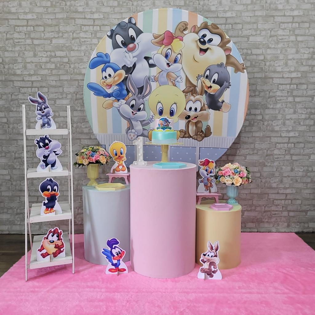 Alugue Tema Para Festa Decoração Looney Tunes Menina Tecido ( Modelo 2 ) - Tallentos Decorações 