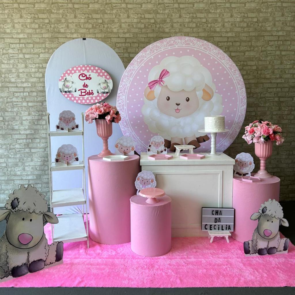 Alugue Tema Para Festa Decoração Ovelhinha Tecido ( Modelo 3 ) - Tallentos Decorações 