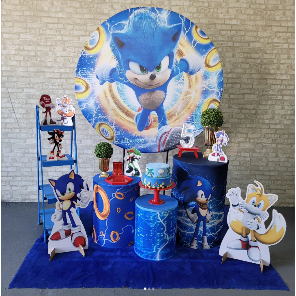 Alugue Tema Para Festa Decoração Sonic Tecido ( Modelo 5 ) - Tallentos Decorações 
