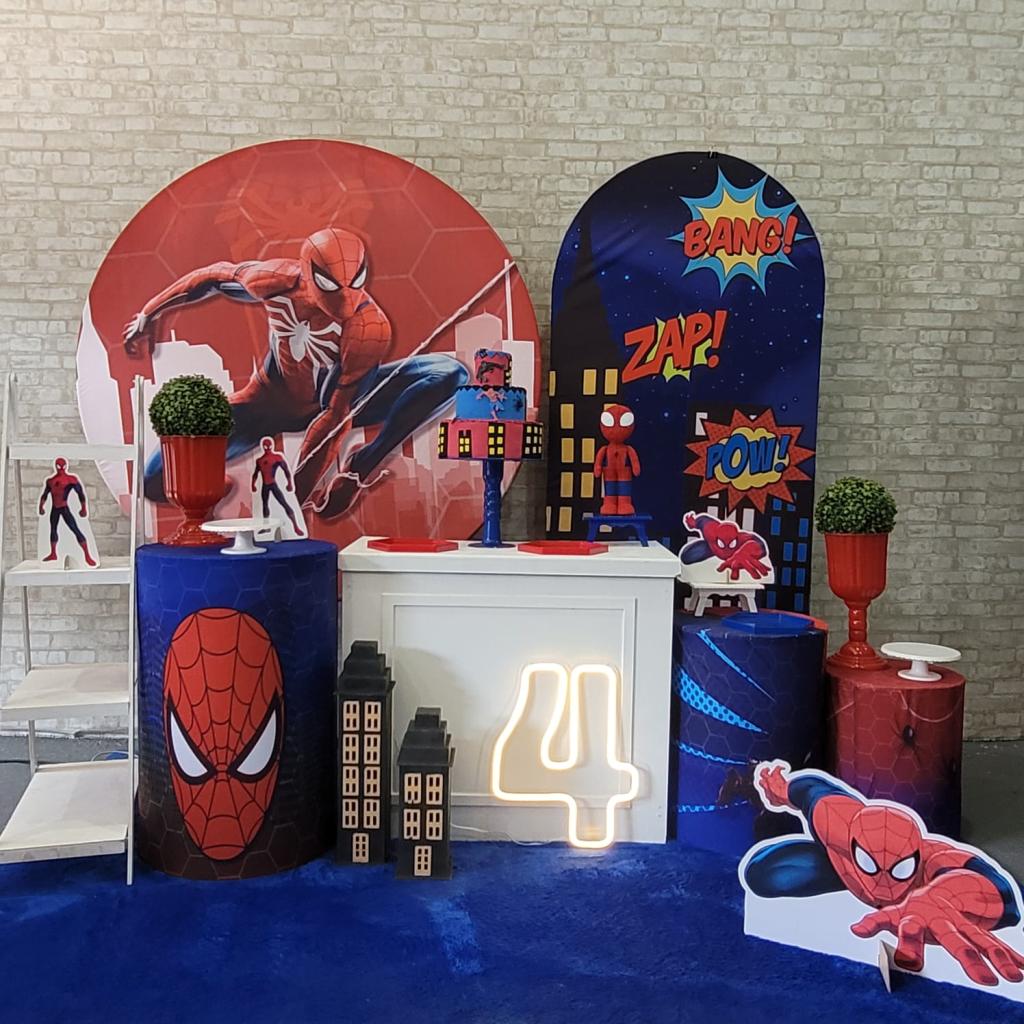 Alugue Tema Para Festa Decoração Homem Aranha Tecido ( Modelo 6 ) - Tallentos Decorações 