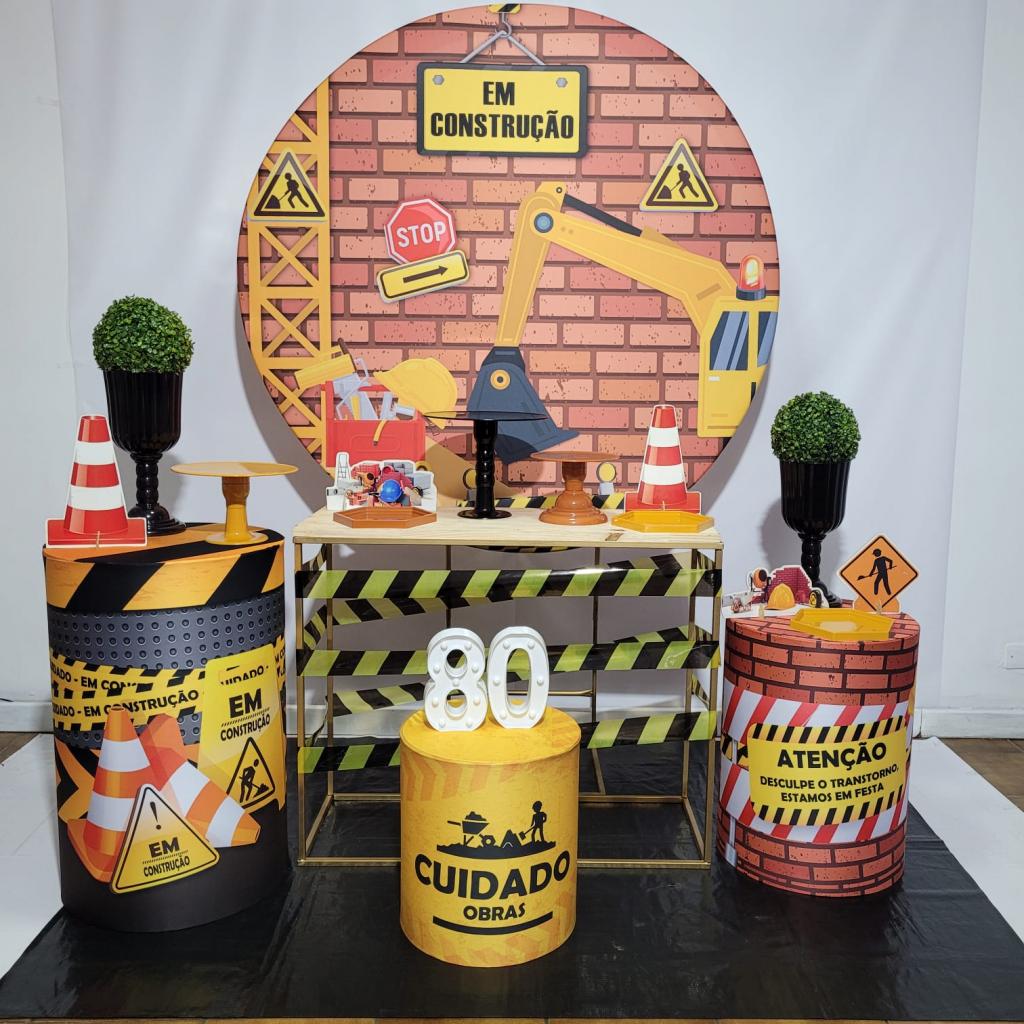 Alugue Tema Para Festa Decoração Construção Civil Tecido ( Modelo 2 ) - Tallentos Decorações 