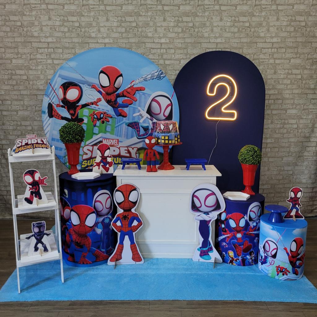 Alugue Tema Para Festa Decoração Spidey E Seus Amigos Tecido ( Modelo 3 ) - Tallentos Decorações 
