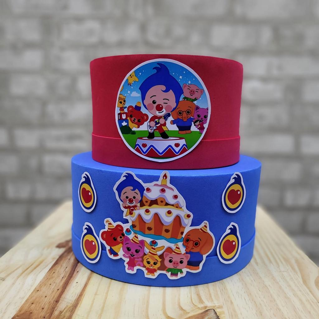 Alugue Bolo Fake Tema Personalizado - Palhaço Plim Plim - Tallentos Decorações 