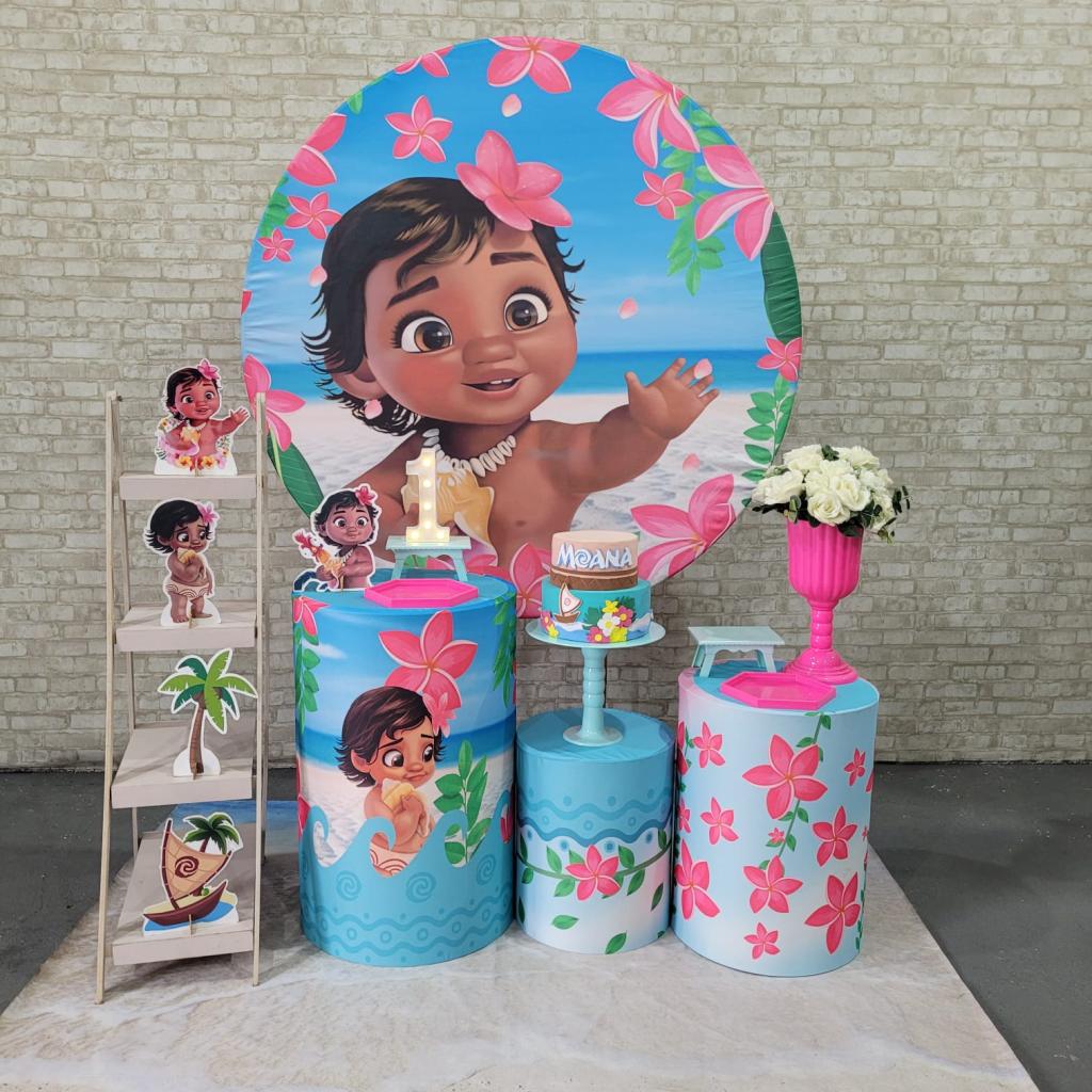 Alugue Tema Para Festa Decoração Moana Baby Tecido ( Modelo 3 ) - Tallentos Decorações 