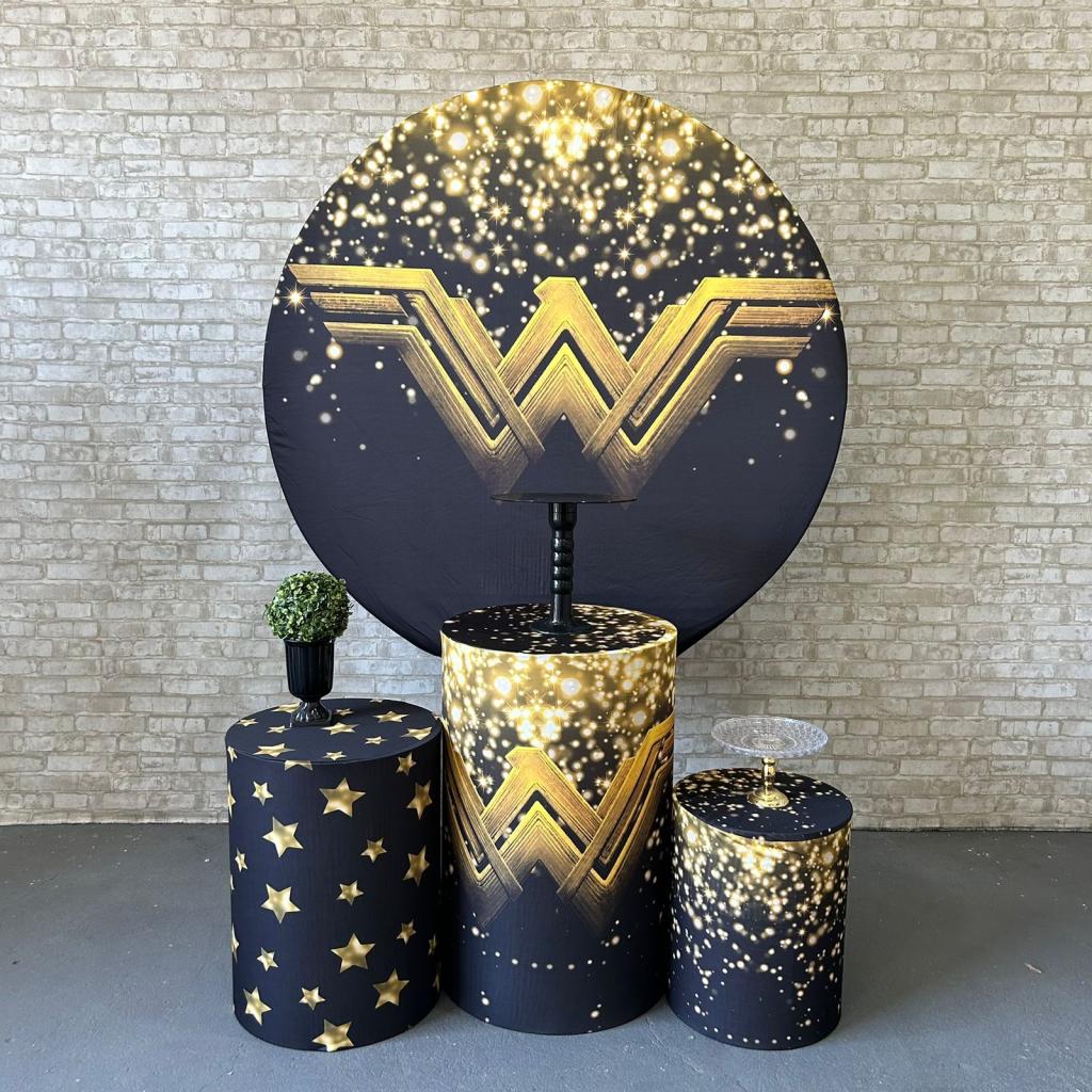 Alugue Tema Para Festa Decoração Mulher Maravilha Tecido ( Modelo 1 ) - Tallentos Decorações 