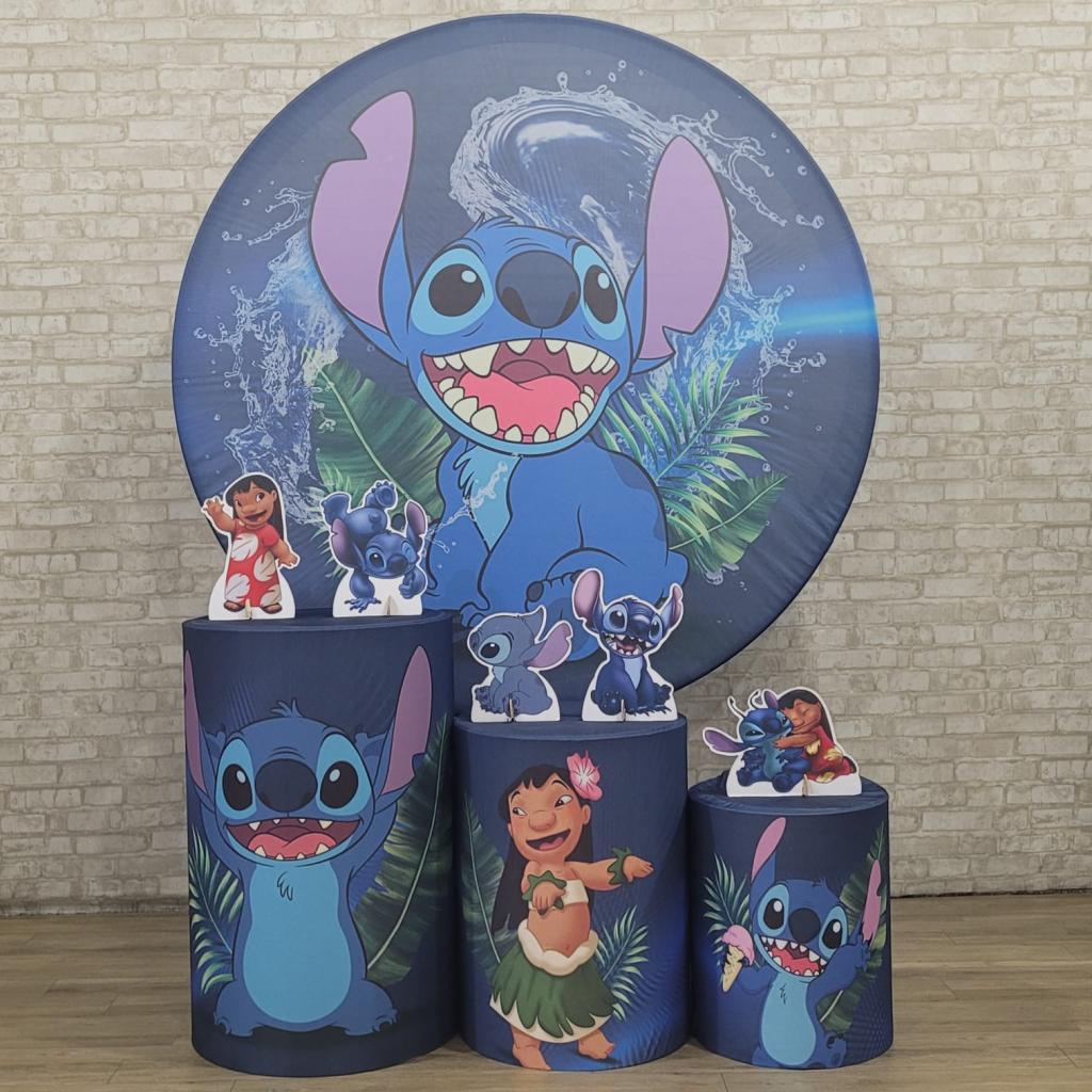 Alugue Tema Para Festa Decoração Lilo Stitch Tecido ( Modelo 2 ) - Tallentos Decorações 