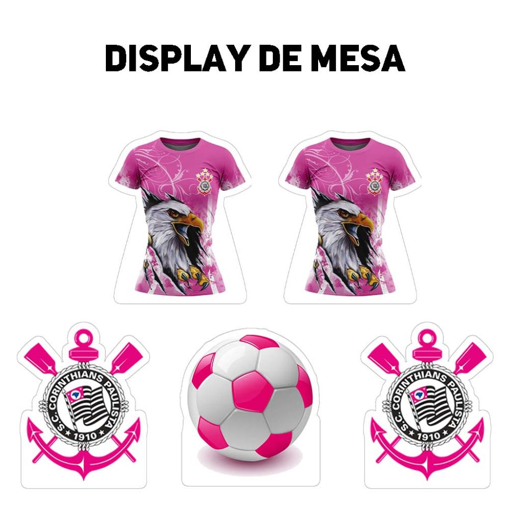 Display de Mesa Corinthians Rosa Adulto - 5 Peças - Tallentos Decorações 
