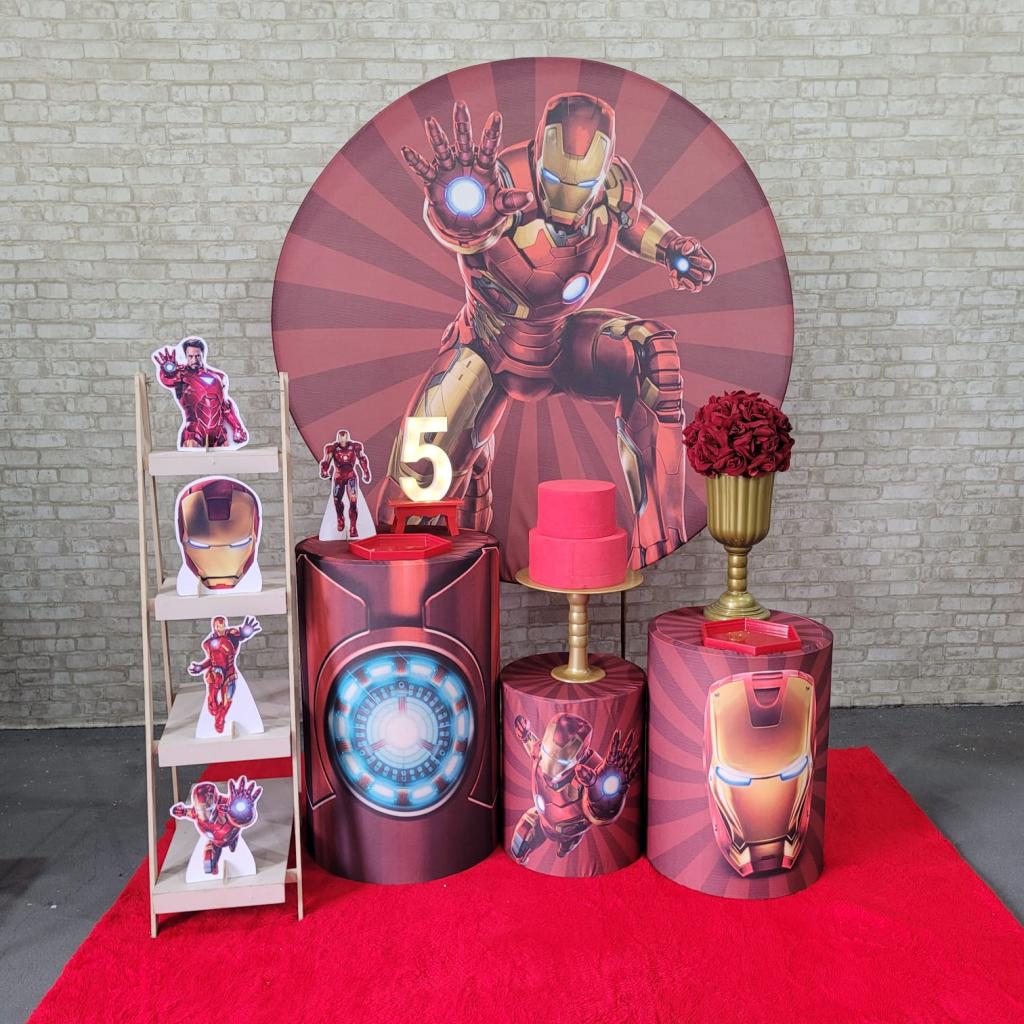 Alugue Tema Para Festa Decoração Homem de Ferro Tecido ( Modelo 2 ) - Tallentos Decorações 