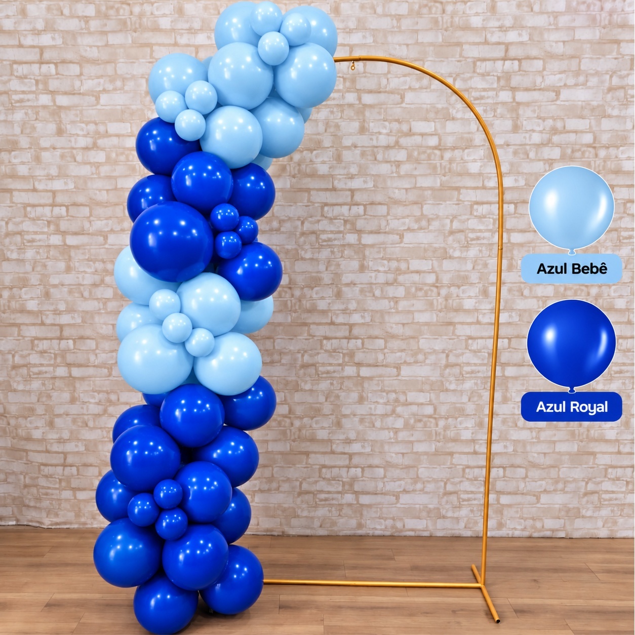 Arco de Balão Pronto Com 2 Metros Azul Claro E Azul Royal - Tallentos Decorações 