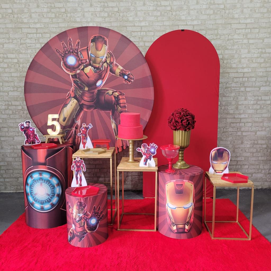Alugue Tema Para Festa Decoração Homem de Ferro Tecido ( Modelo 3 ) - Tallentos Decorações 