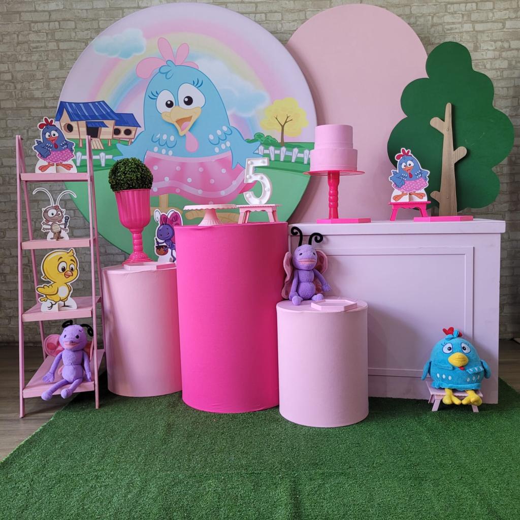 Alugue Tema Para Festa Decoração Galinha Pintadinha Rosa Tecido ( Modelo 4 ) - Tallentos Decorações 