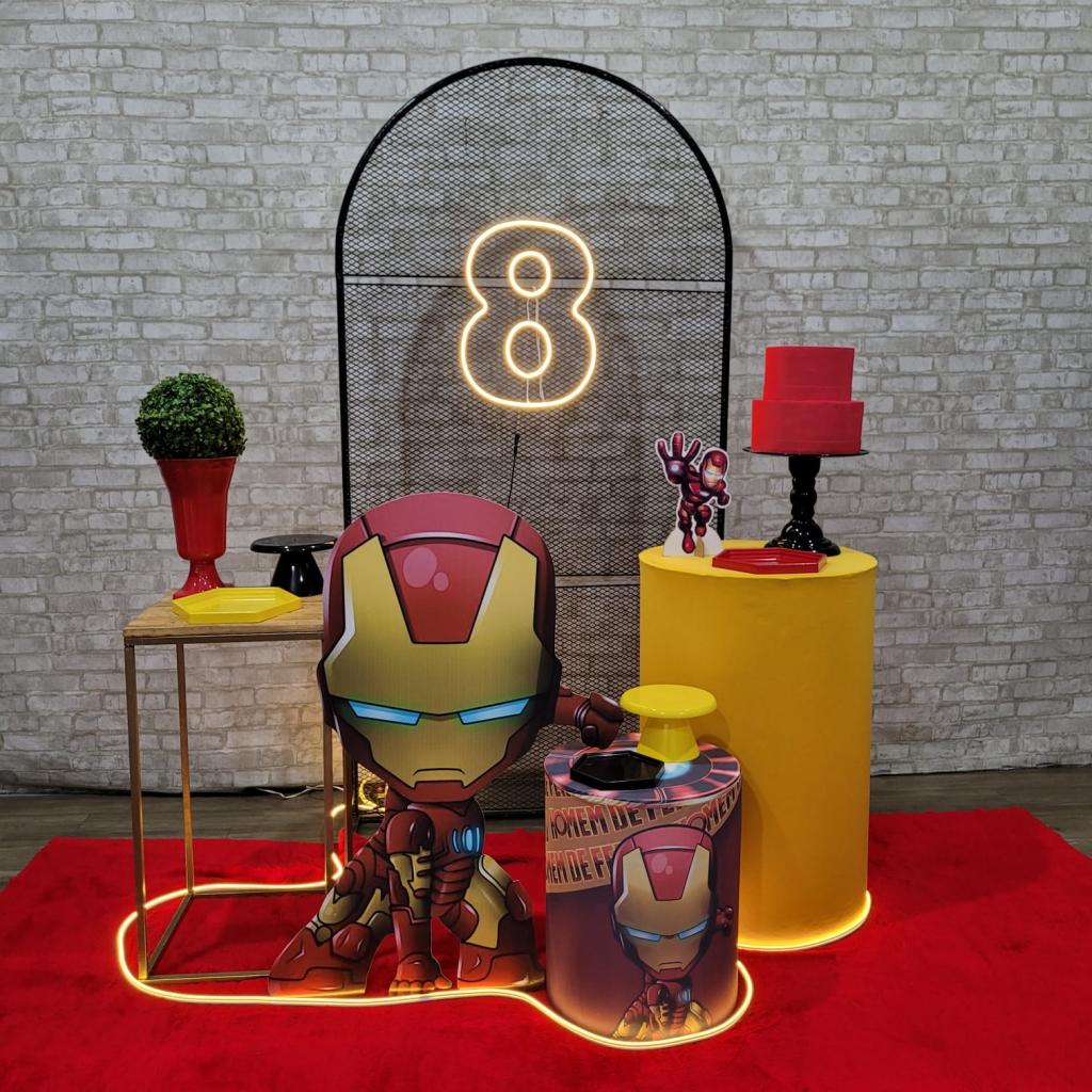 Alugue Tema Para Festa Decoração Homem de Ferro Tecido ( Modelo 4 ) - Tallentos Decorações 