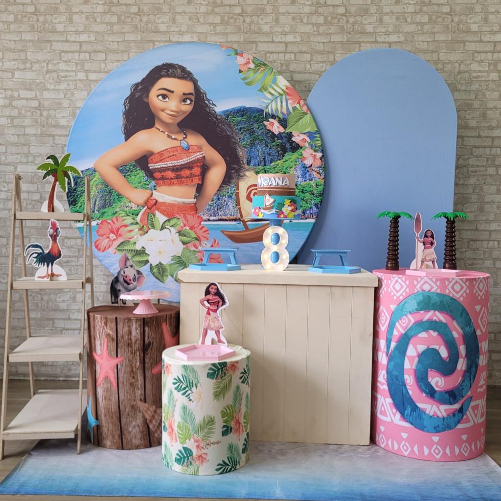 Alugue Tema Para Festa Decoração Moana Tecido ( Modelo 5 ) - Tallentos Decorações 