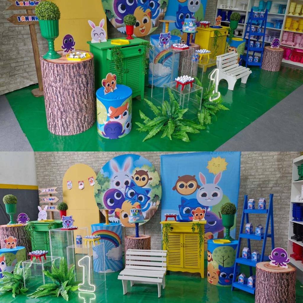 Alugue Tema Para Festa Decoração Bolofofos Verde Tecido ( Modelo 5 ) - Tallentos Decorações 