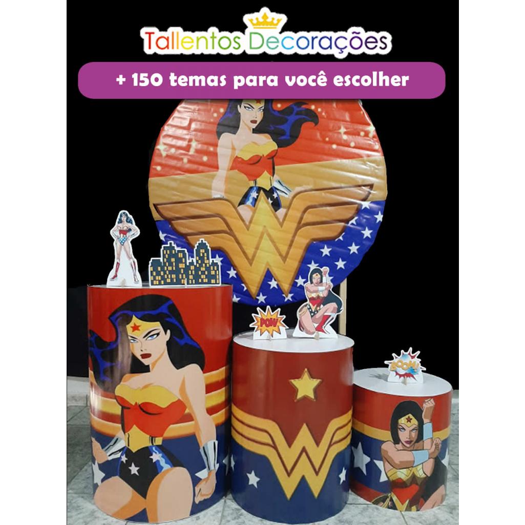 Alugue Tema Para Festa Decoração Mulher Maravilha Banner ( Modelo 1 ) - Tallentos Decorações 