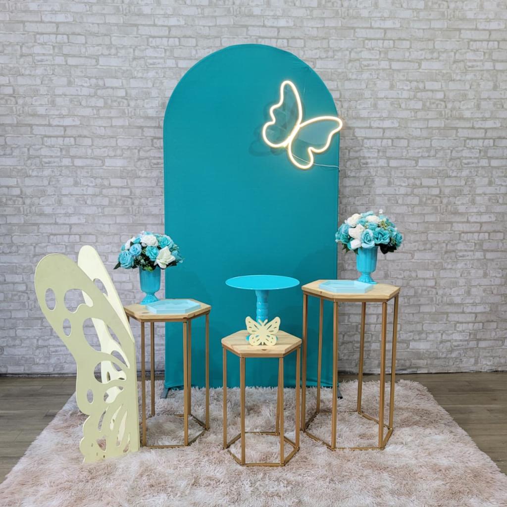 Alugue Tema Para Festa Decoração Borboleta Tiffany Tecido - Tallentos Decorações 