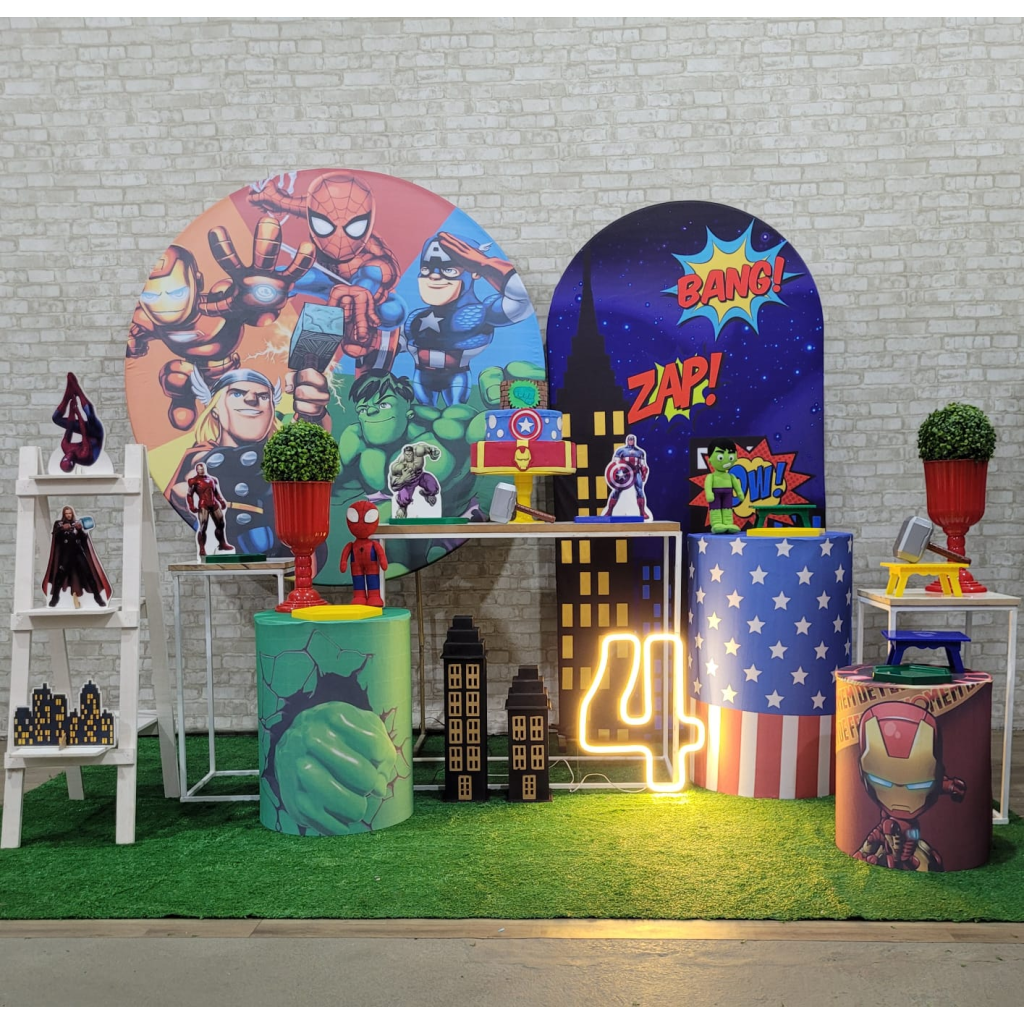 Alugue Tema Para Festa Decoração Vingadores Baby Tecido ( Modelo 3 ) - Tallentos Decorações 