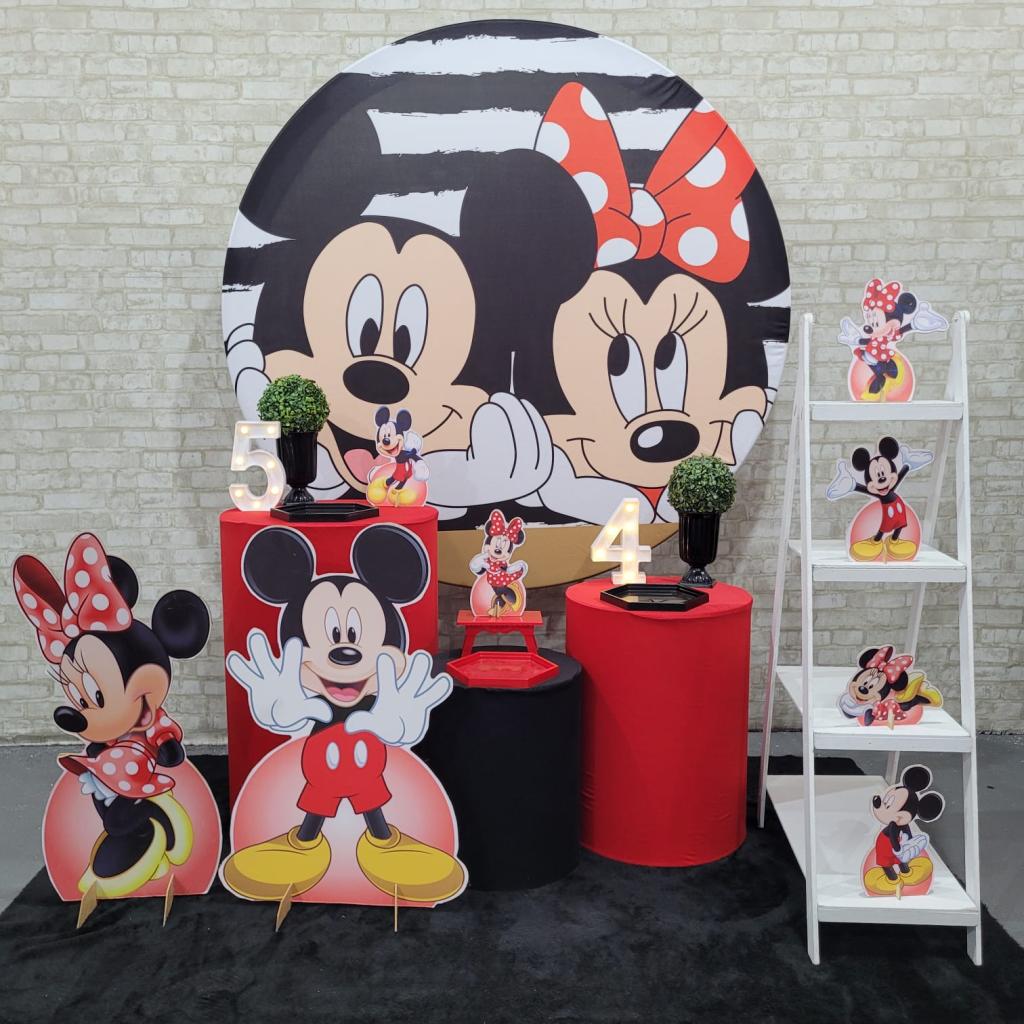 Alugue Tema Para Festa Decoração Minnie E Mickey Tecido ( Modelo 2 ) - Tallentos Decorações 