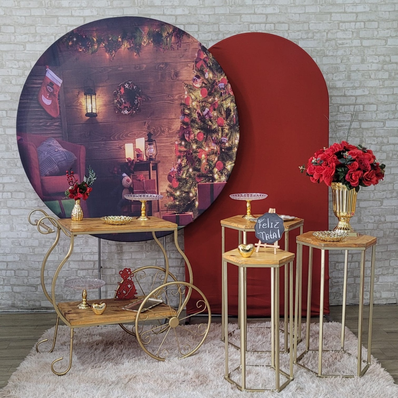Alugue Tema Para Festa Decoração Natal Tecido ( Modelo 13 ) - Tallentos Decorações 