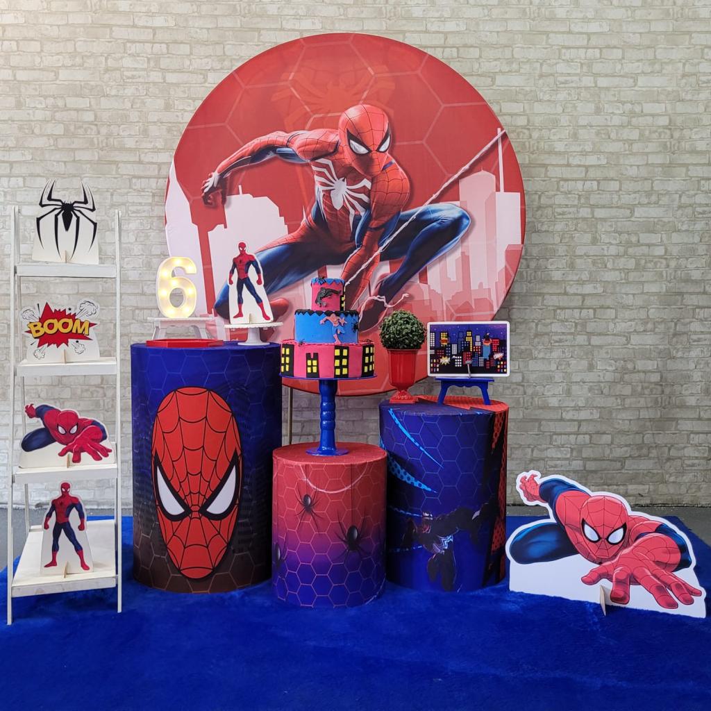 Alugue Tema Para Festa Decoração Homem Aranha Tecido ( Modelo 5 ) - Tallentos Decorações 
