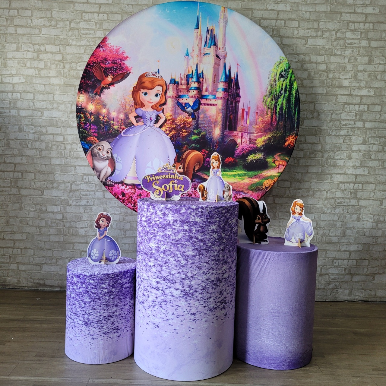 Alugue Tema Para Festa Decoração Princesa Sofia Tecido ( Modelo 1 ) - Tallentos Decorações 
