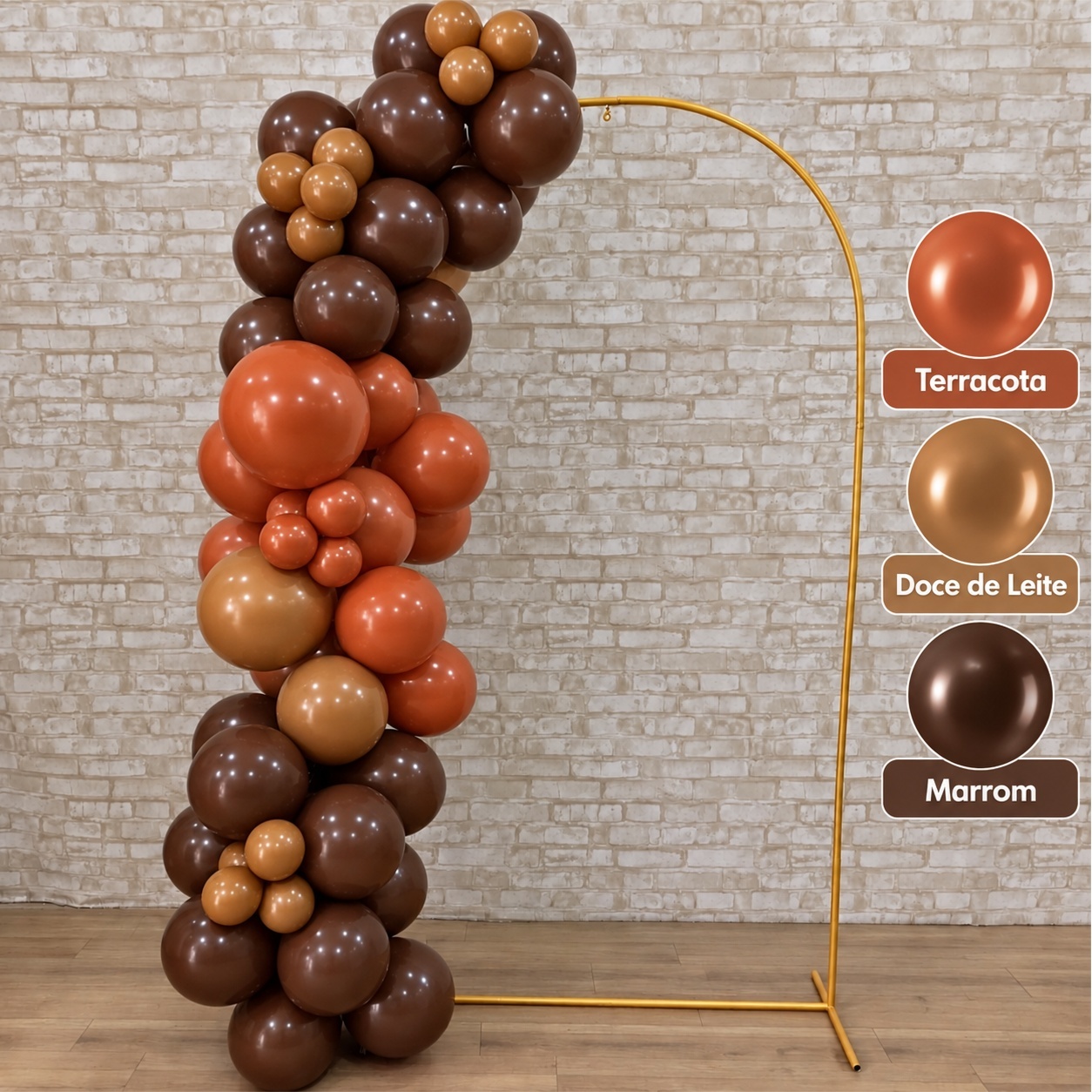 Arco de Balão Pronto Com 2 Metros Happy Terracota, Doce de Leite E Marron - Tallentos Decorações 