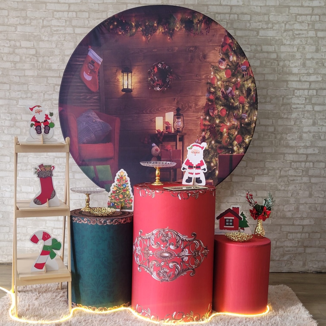 Alugue Tema Para Festa Decoração Natal Tecido ( Modelo 12 ) - Tallentos Decorações 