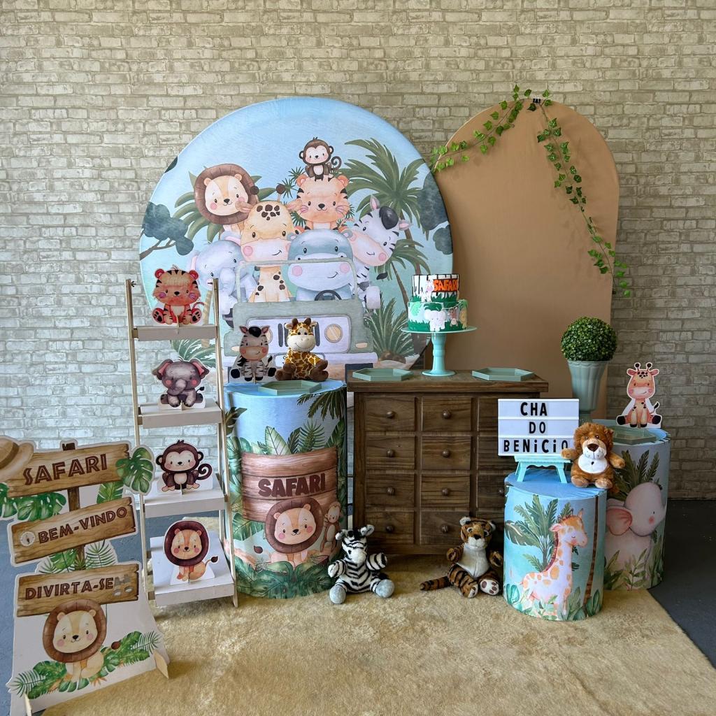 Alugue Tema Para Festa Decoração Safari Tecido ( Modelo 6 ) - Tallentos Decorações 
