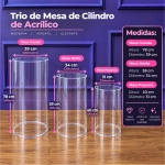 Alugue Trio de Mesa Cilindro de Acrílico - imagem 1