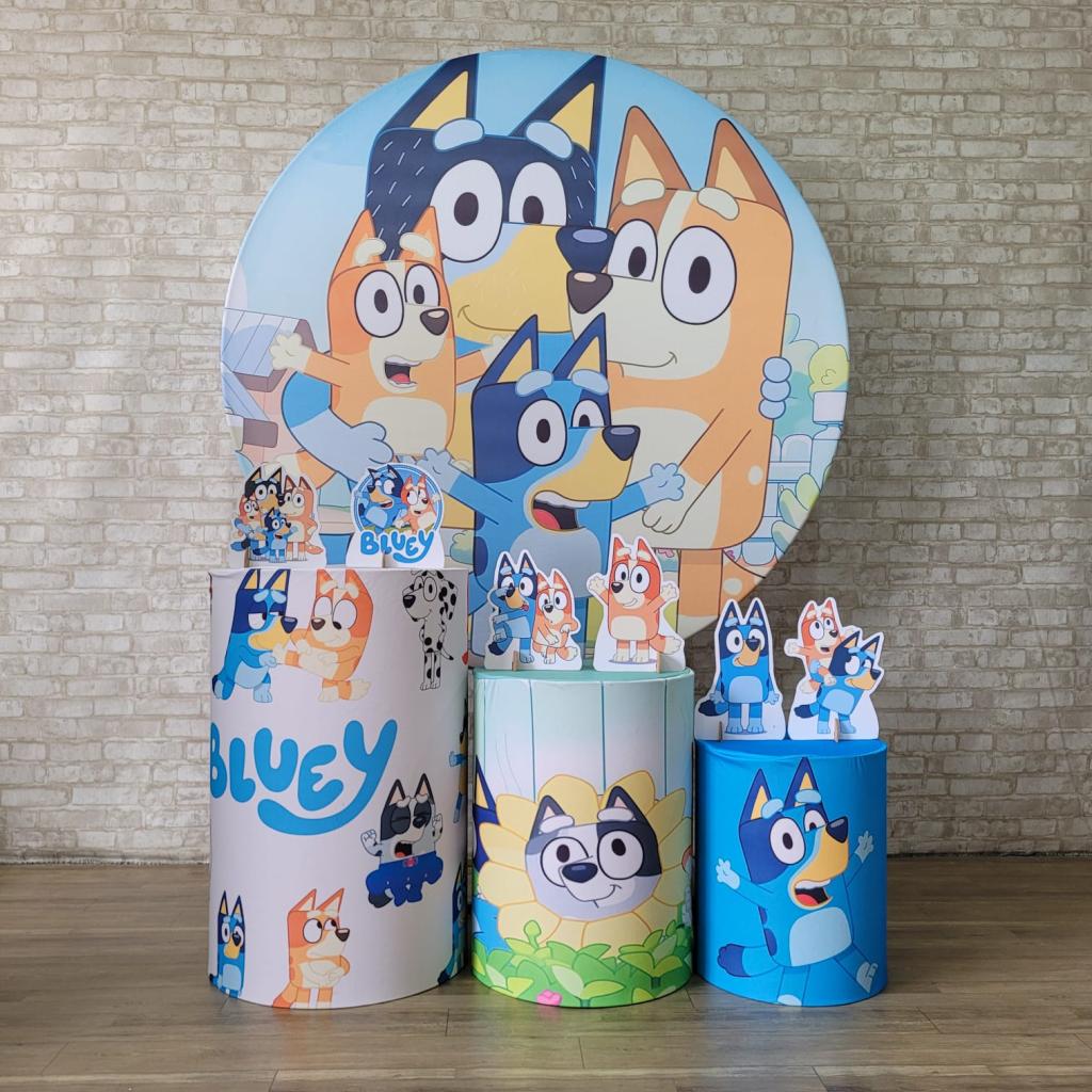 Alugue Tema Para Festa Decoração Bluey Tecido ( Modelo 1 ) - Tallentos Decorações 