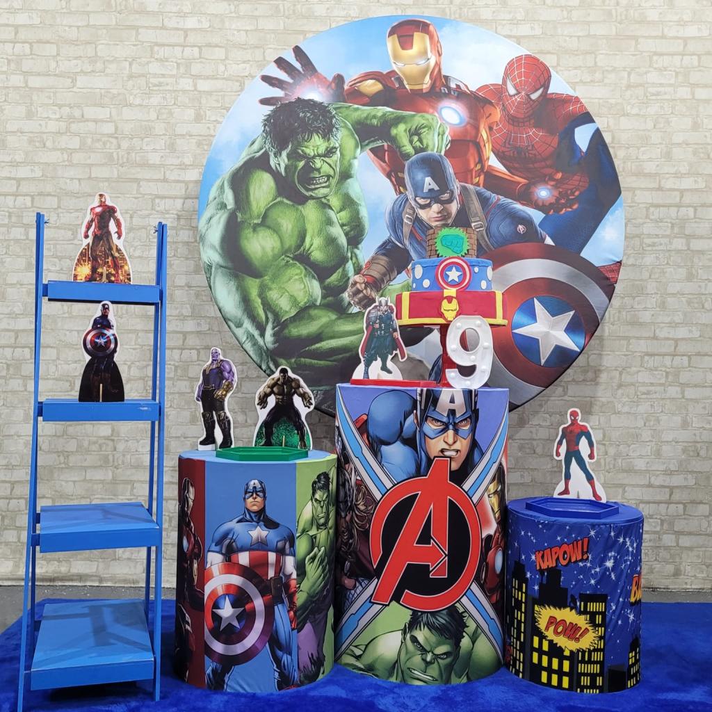 Alugue Tema Para Festa Decoração Vingadores Tecido ( Modelo 2 ) - Tallentos Decorações 