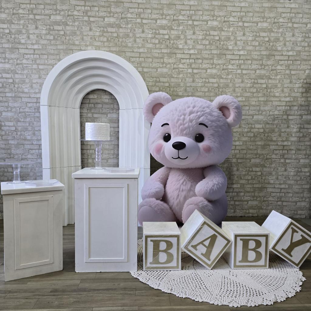 Alugue Tema Para Festa Decoração Chá Revelação Ursão Tecido ( Modelo 3 ) - Tallentos Decorações 