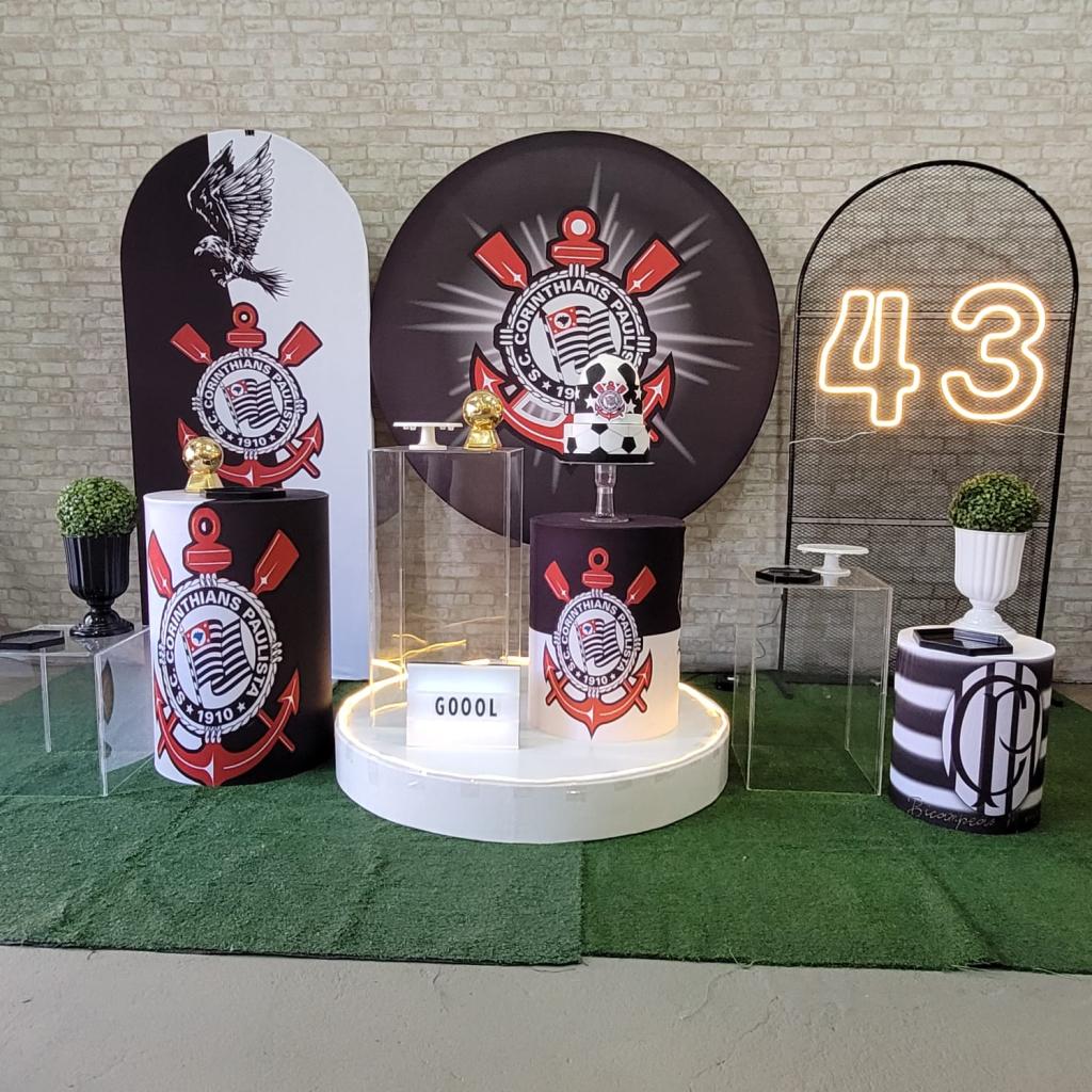 Alugue Tema Para Festa Decoração Corinthians Tecido ( Modelo 7 ) - Tallentos Decorações 