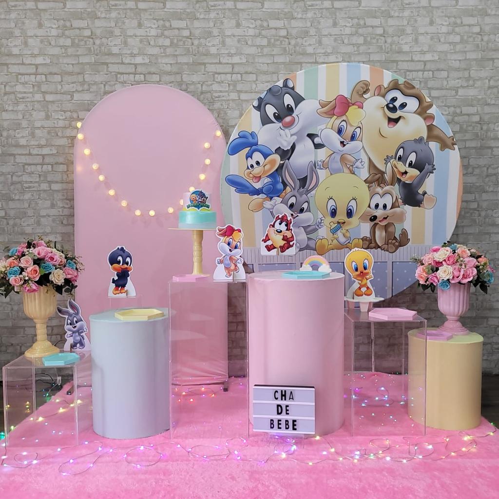 Alugue Tema Para Festa Decoração Looney Tunes Menina Tecido ( Modelo 4 ) - Tallentos Decorações 