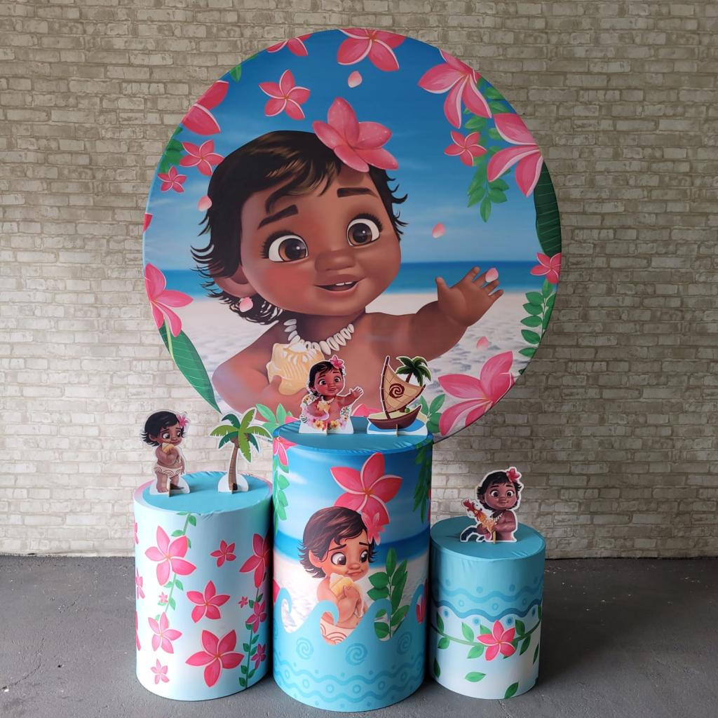 Alugue Tema Para Festa Decoração Moana Baby Tecido ( Modelo 2 ) - Tallentos Decorações 