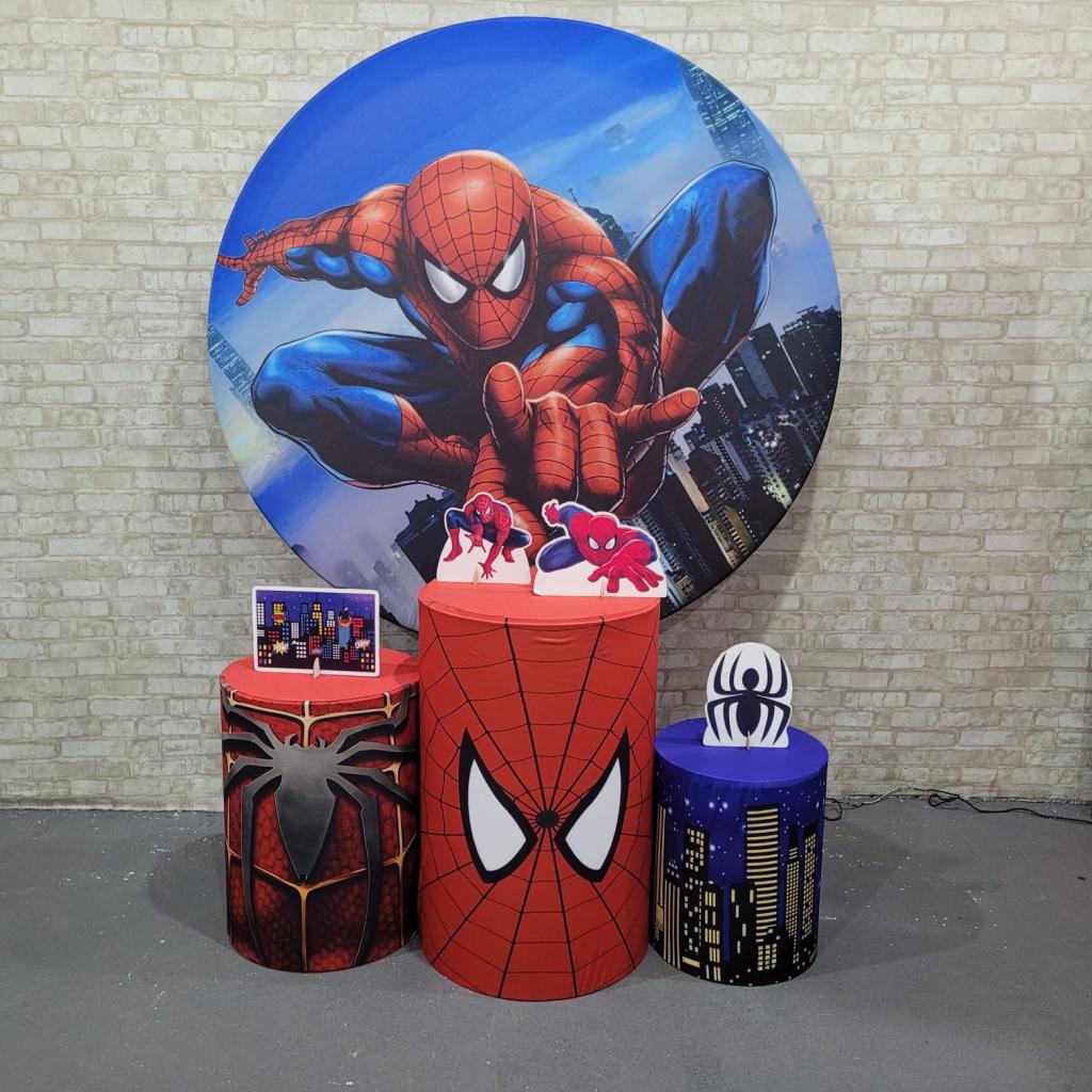 Alugue Tema Para Festa Decoração Homem Aranha Tecido ( Modelo 1 ) - Tallentos Decorações 