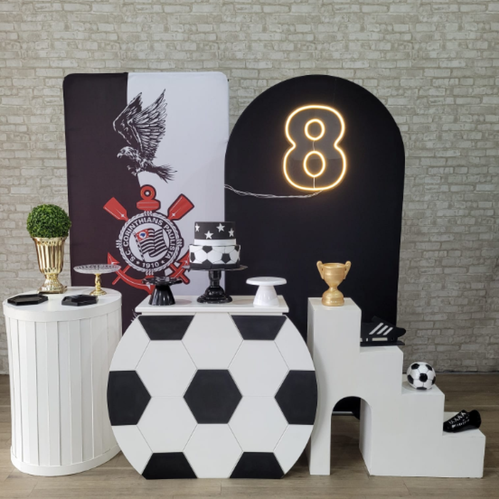 Alugue Tema Para Festa Decoração Corinthians Tecido ( Modelo 5 ) - Tallentos Decorações 
