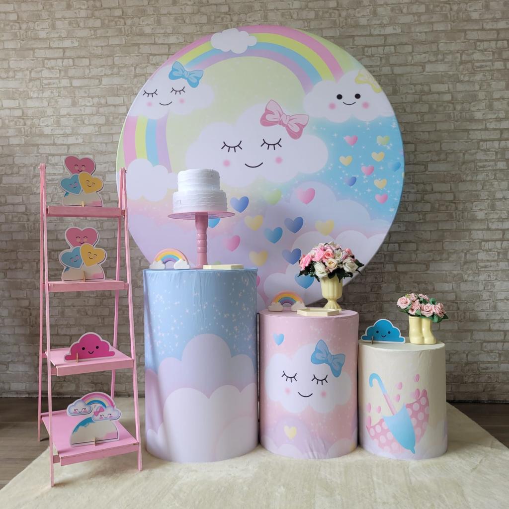Alugue Tema Para Festa Decoração Chuva de Amor Tecido ( Modelo 2 ) - Tallentos Decorações 