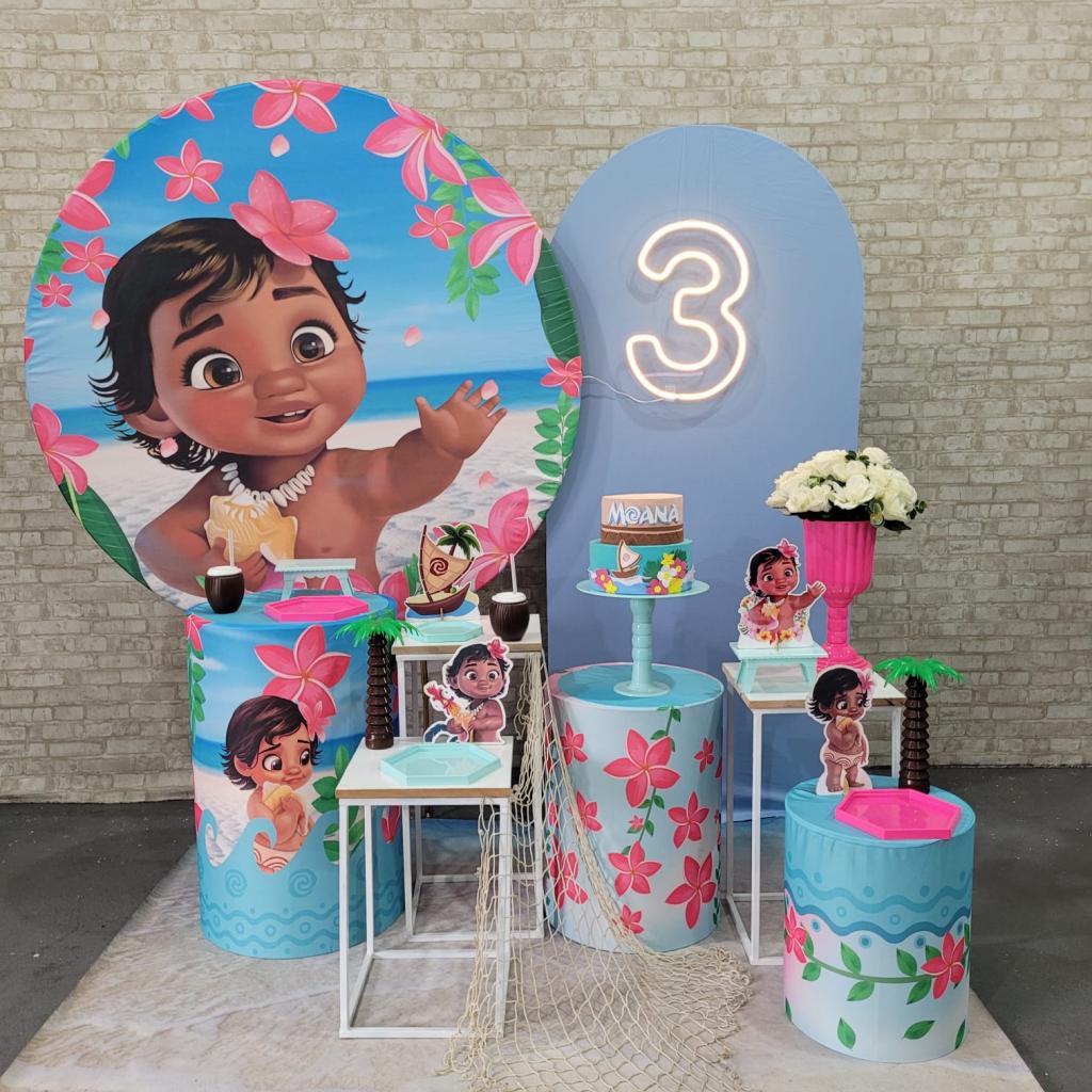 Alugue Tema Para Festa Decoração Moana Baby Tecido ( Modelo 5 ) - Tallentos Decorações 