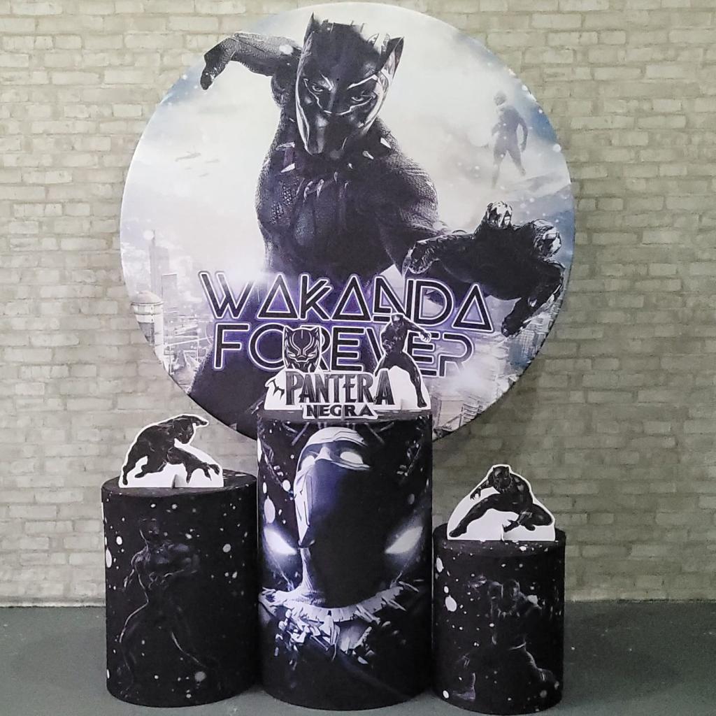 Alugue Tema Para Festa Decoração Pantera Negra Tecido ( Modelo 1 ) - Tallentos Decorações 