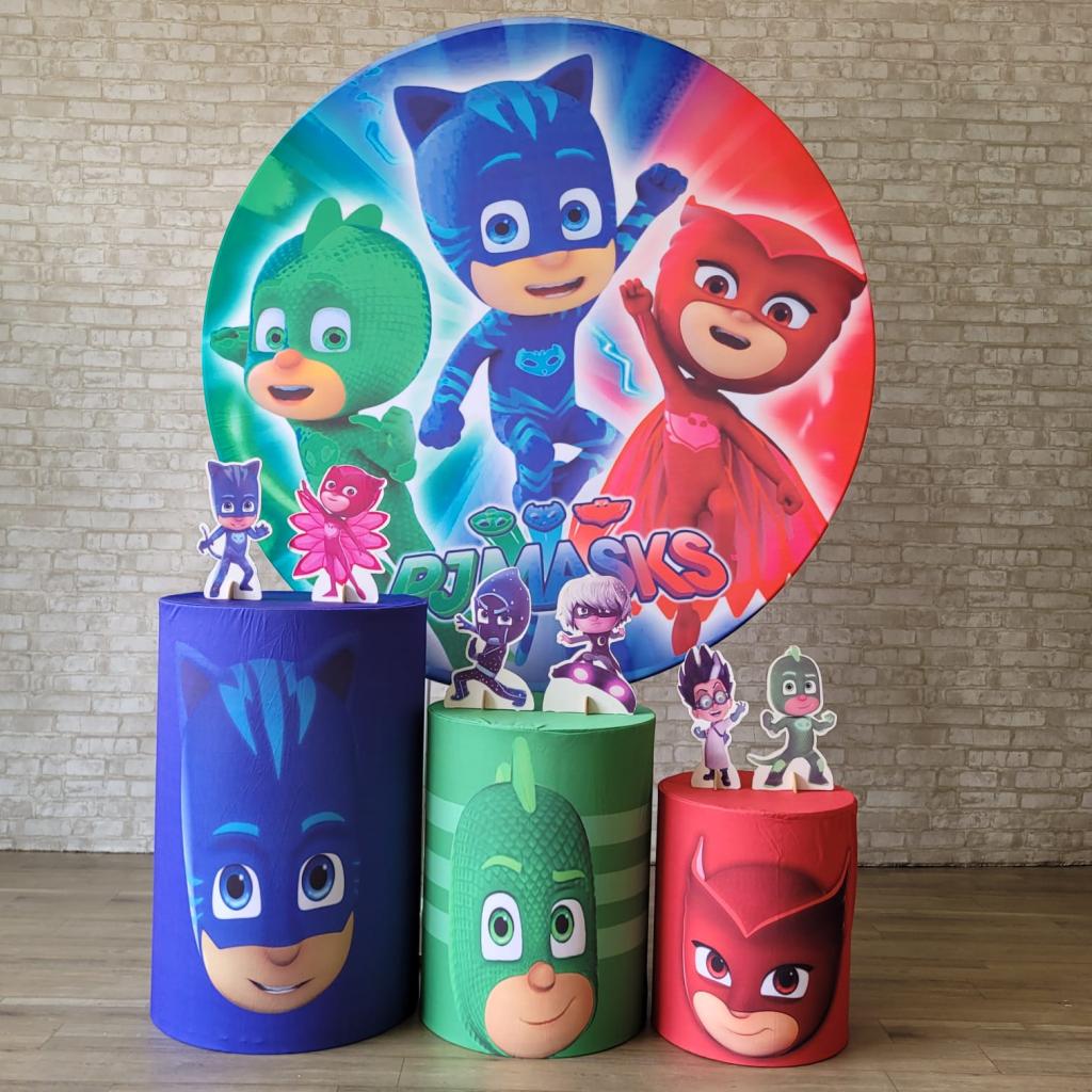 Alugue Tema Para Festa Decoração Pj Masks Tecido ( Modelo 1 ) - Tallentos Decorações 